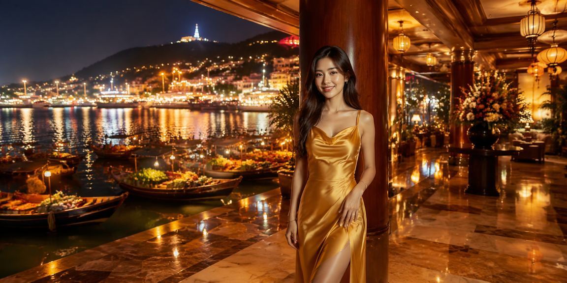 Không khí chợ đêm Vũng Tàu – người chơi truy cập 3dmodel qua điện thoại buổi tối